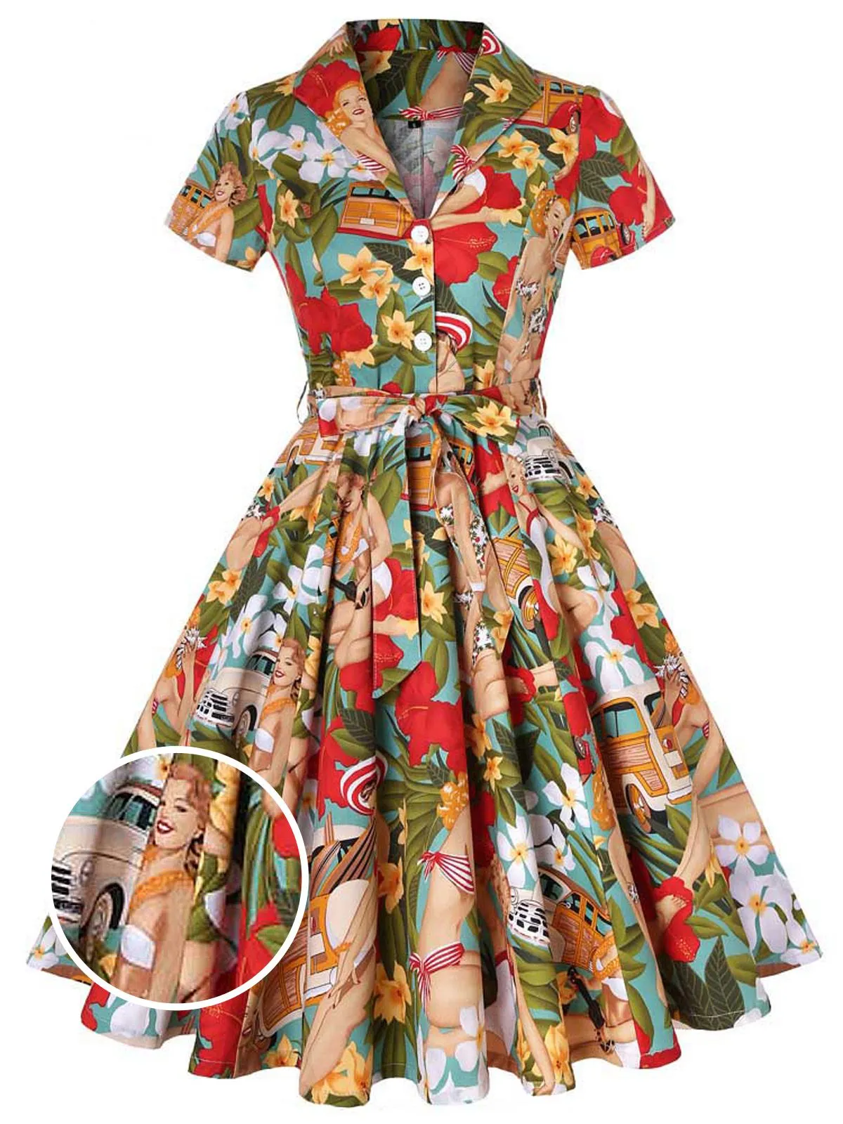 1950s Bikini Girls Swing Dress