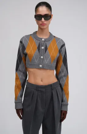 Abeje Cropped Cardigan - Cinnamon Slate Grey