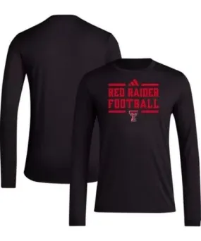 adidas Men's Texas Tech Red Raiders NCAA Texas Tech Raiders Locker Football Pre-Game AEROREADY Long Sleeve T-Shirt