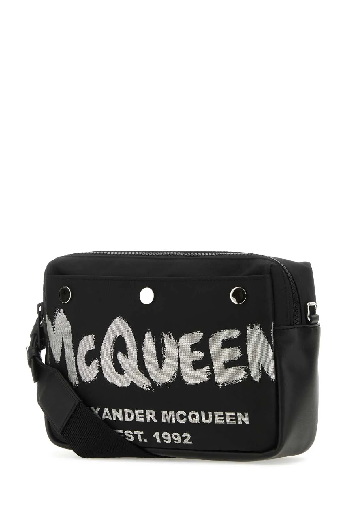 Alexander Mcqueen Black Fabric Mc Queen Graffiti Crossbody Bag