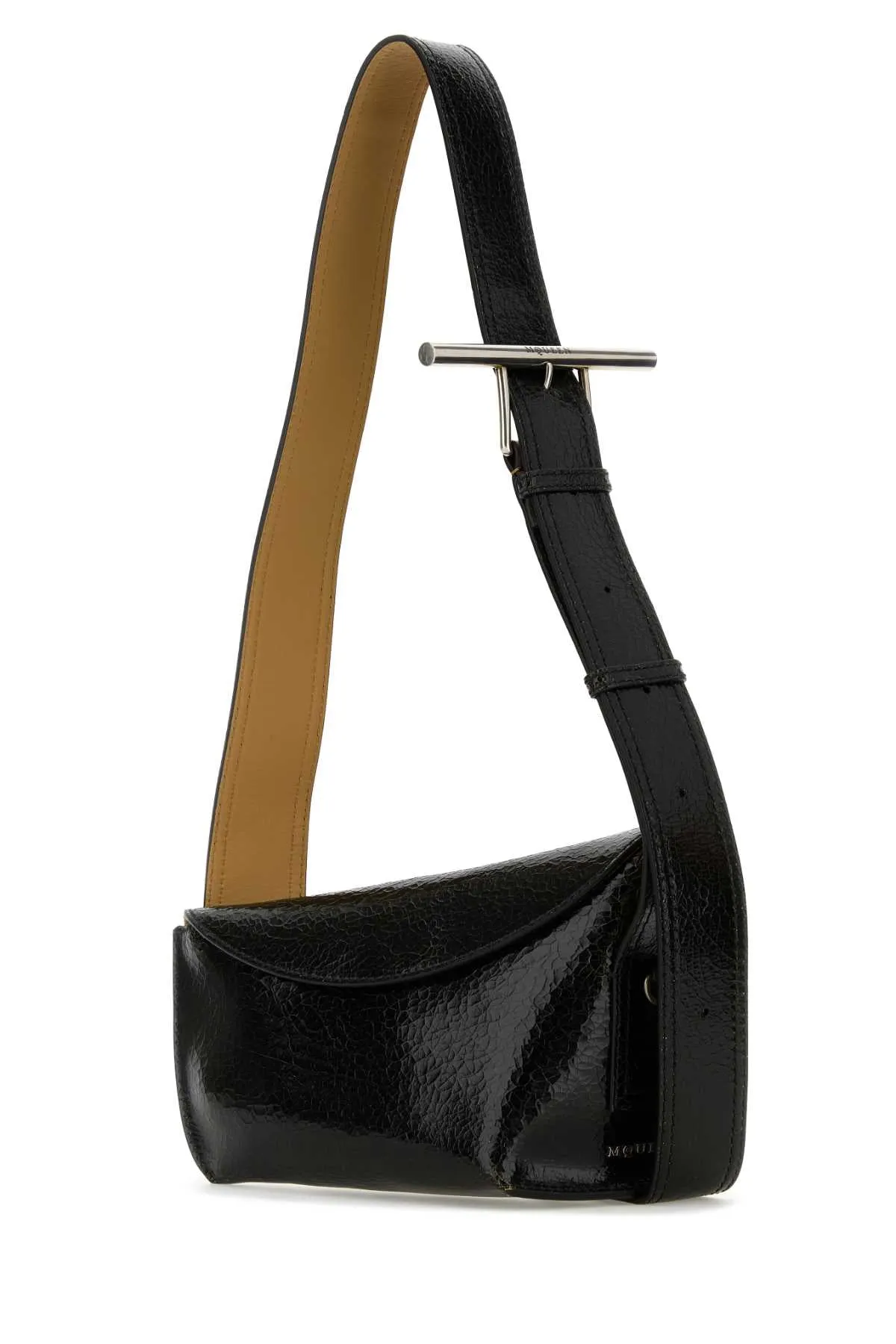 Alexander Mcqueen Black Leather Sling Crossbody Bag