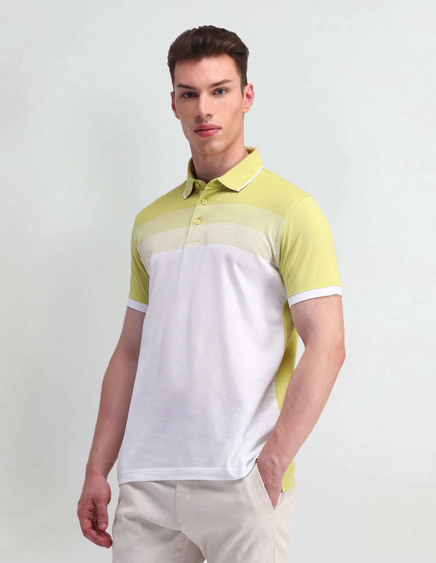 Arrow Colourblocked Cotton Polo Shirt