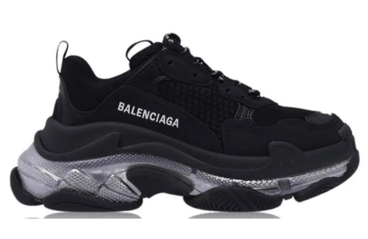 BALENCIAGA TRIPLE S CLEAR SOLE BLACK WOMENS TRAINERS