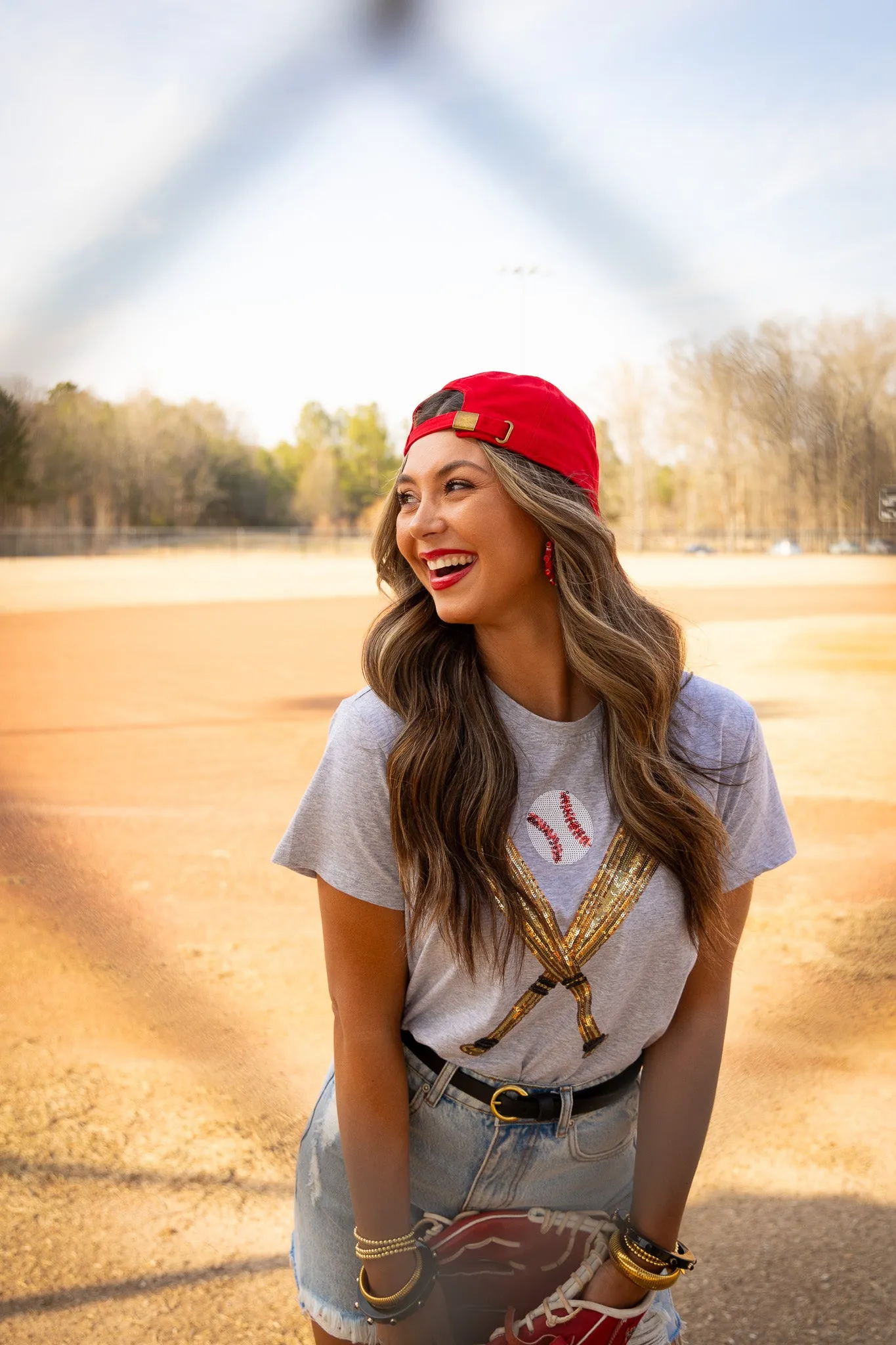 Baseball Tee - Grey | Queen Of Sparkles - SALE