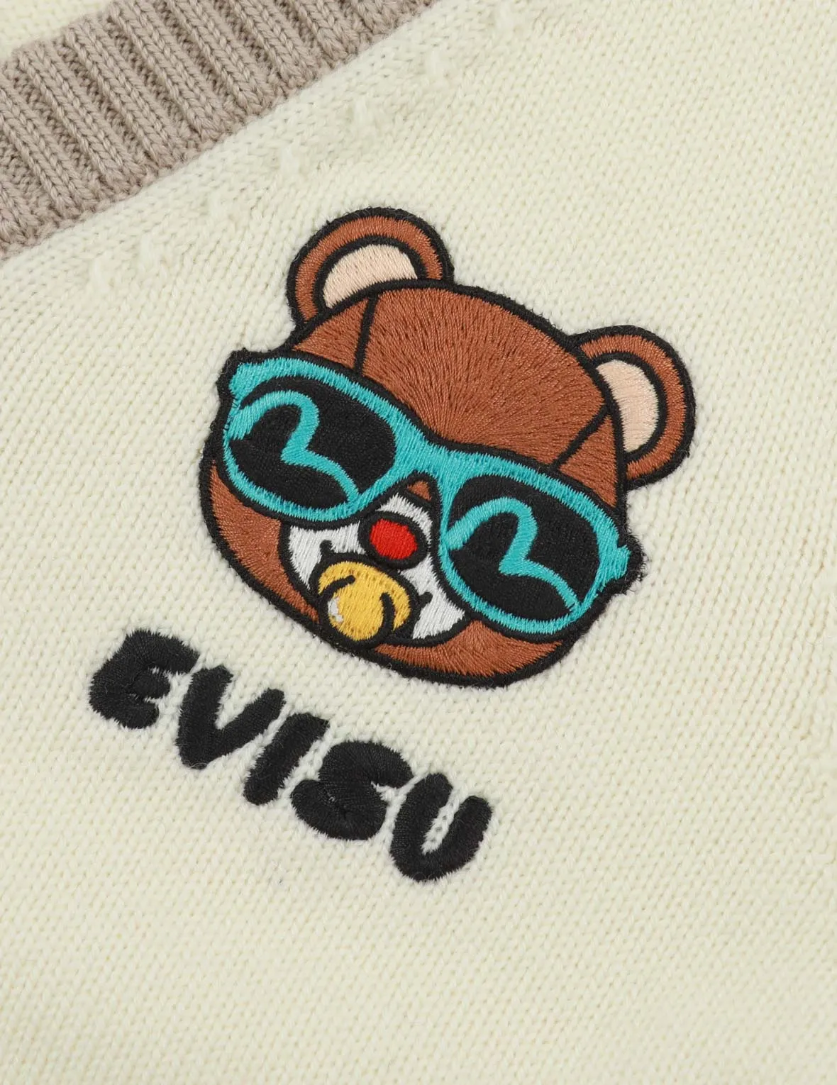 Bear Badge Wool Cardigan