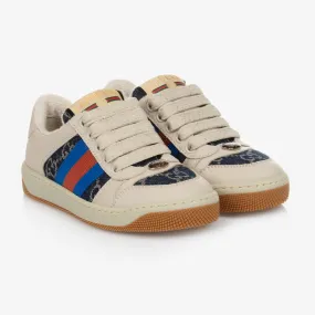 Beige & Blue Screener Trainers