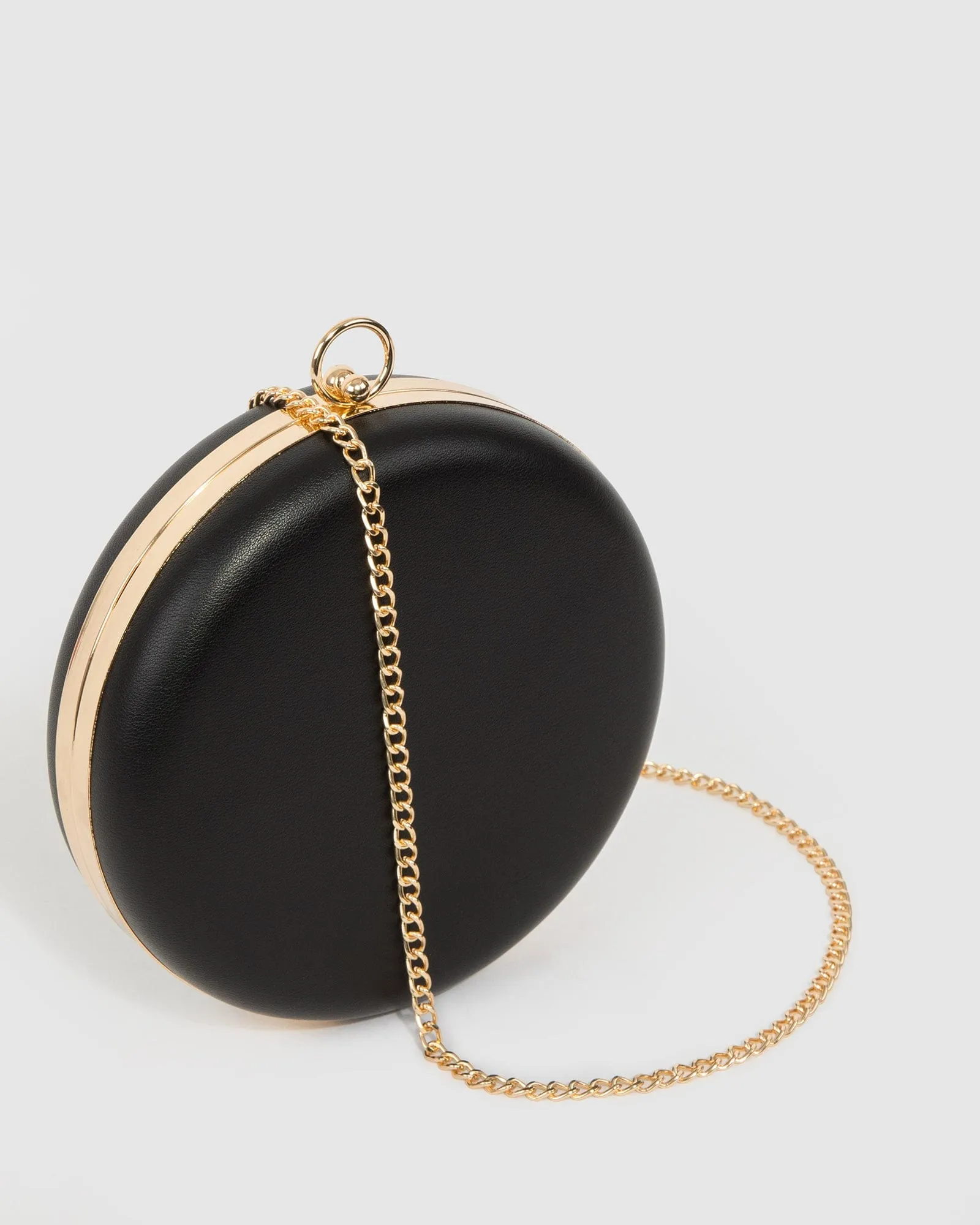 Black Yuki Round Clutch Bag