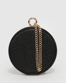 Black Yuki Round Clutch Bag