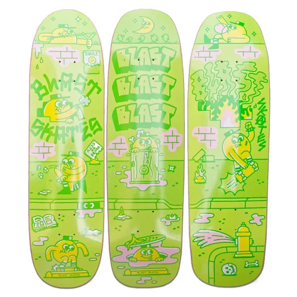 Blast Skates Wild In The Streets Custom Shaped Skateboard Deck 8.7