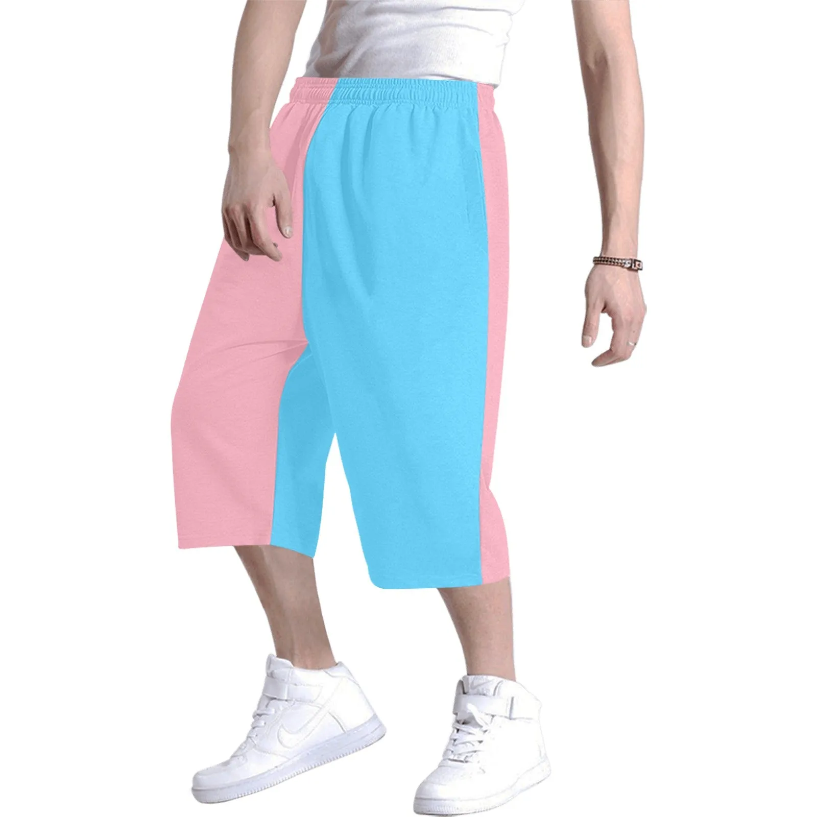 Blue Pink White Pride Long Baggy Boyfriend Skateboard Shorts