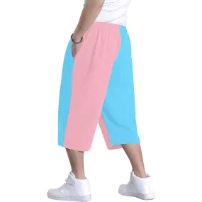 Blue Pink White Pride Long Baggy Boyfriend Skateboard Shorts