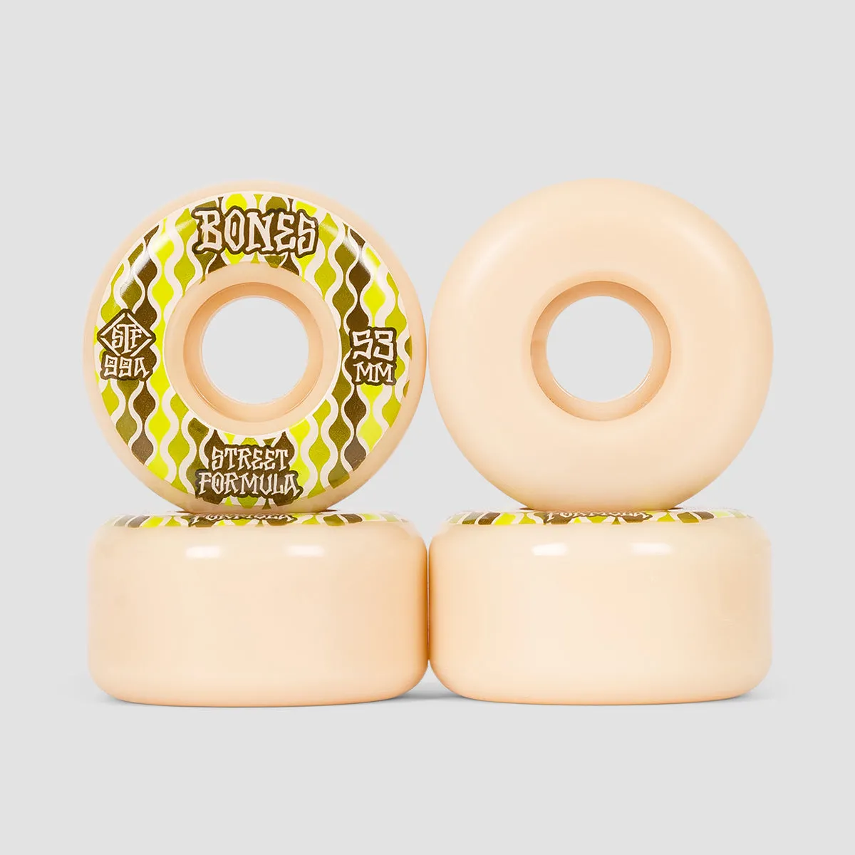 Bones Retros V2 Locks 99A STF Skateboard Wheels White 53mm