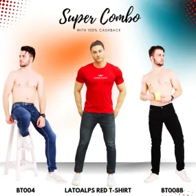 Buy 2 premium Jeans BT004,BT005 & Red LATOALPS T-Shirt WITH 100% CASHBACK