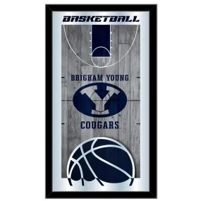 BYU Cougars HBS Navy Basketball Framed Hanging Glass Wall Mirror (26x15)