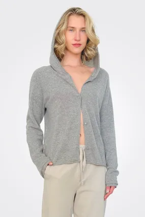 Cashmere Button Closure Hoodie - Grey