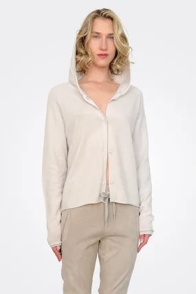 Cashmere Button Closure Hoodie - Stone