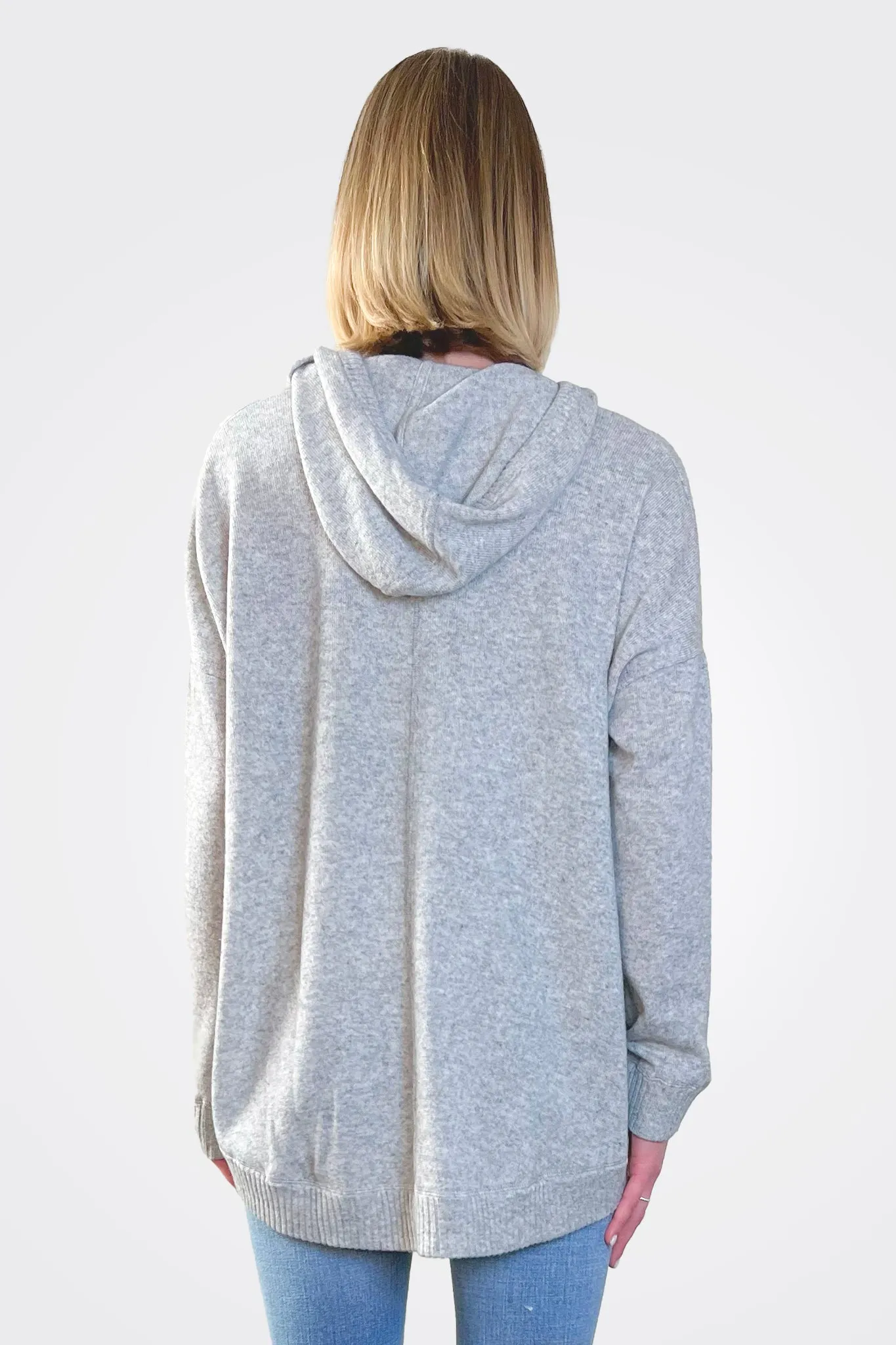 Cashmere Oversized Zip Hoodie - Light Heather Grey