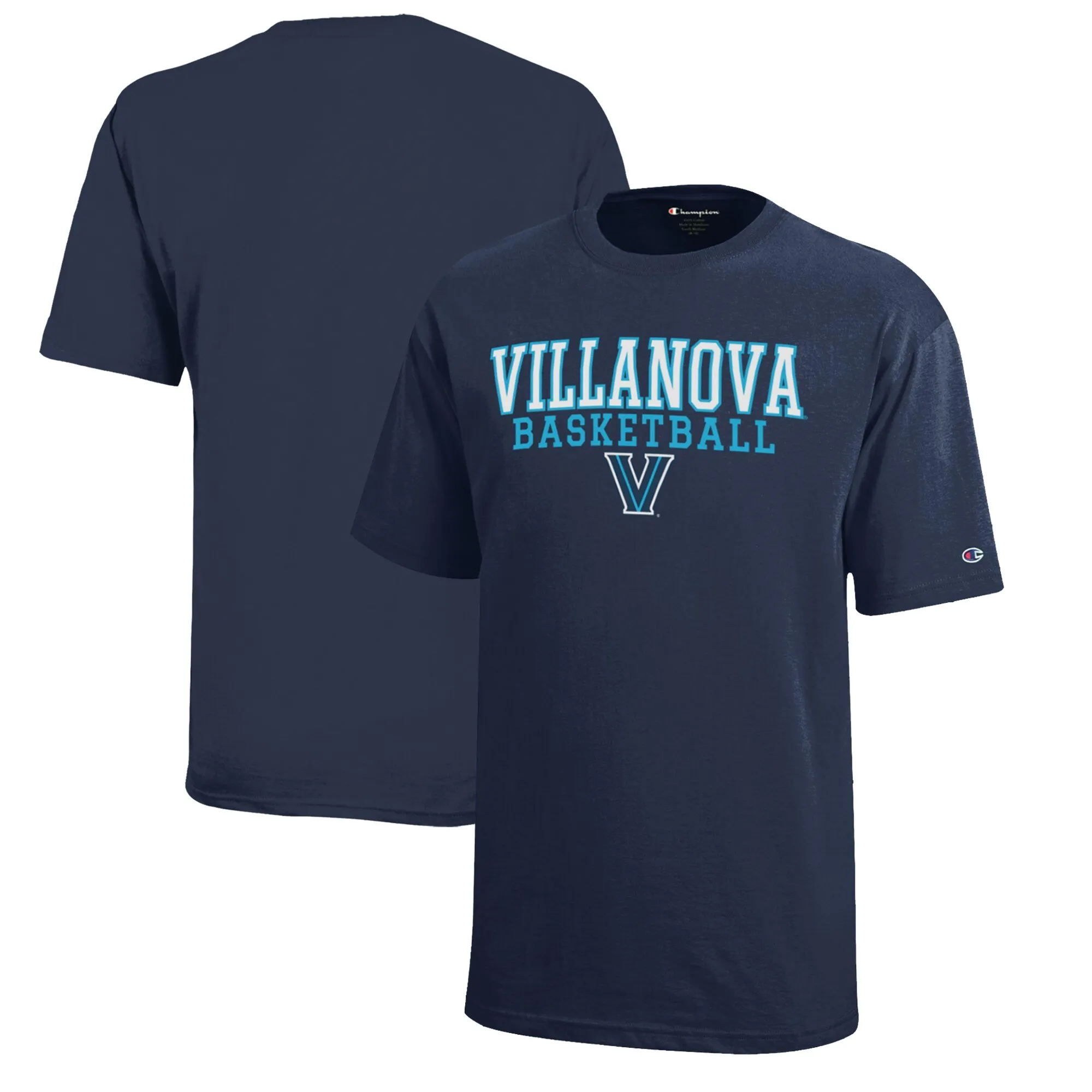 Champion  Villanova Wildcats Youth Navy Stacked Logo Basketball T-Shirt