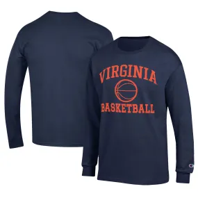 Champion  Virginia Cavaliers Navy Icon Logo Basketball Jersey Long Sleeve T-Shirt