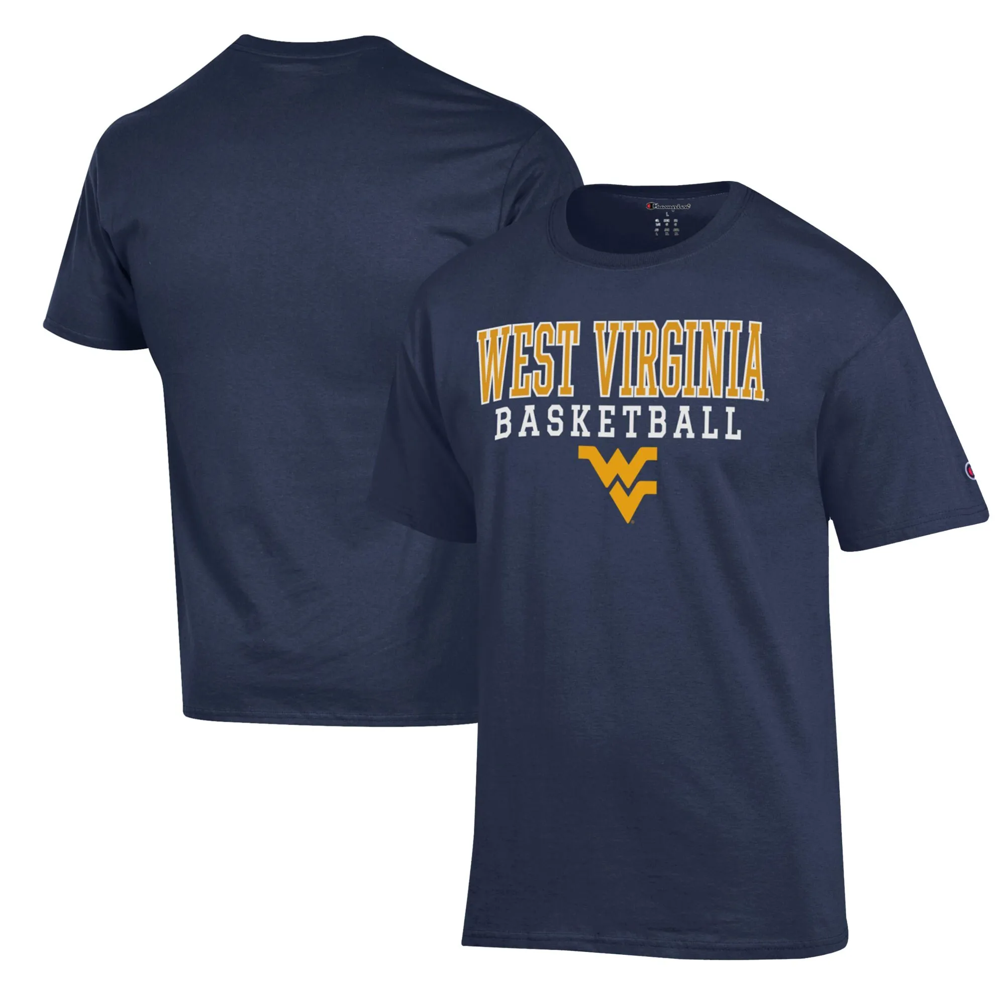 Champion West Virginia Mountaineers Navy Basketball Stack T-Shirt