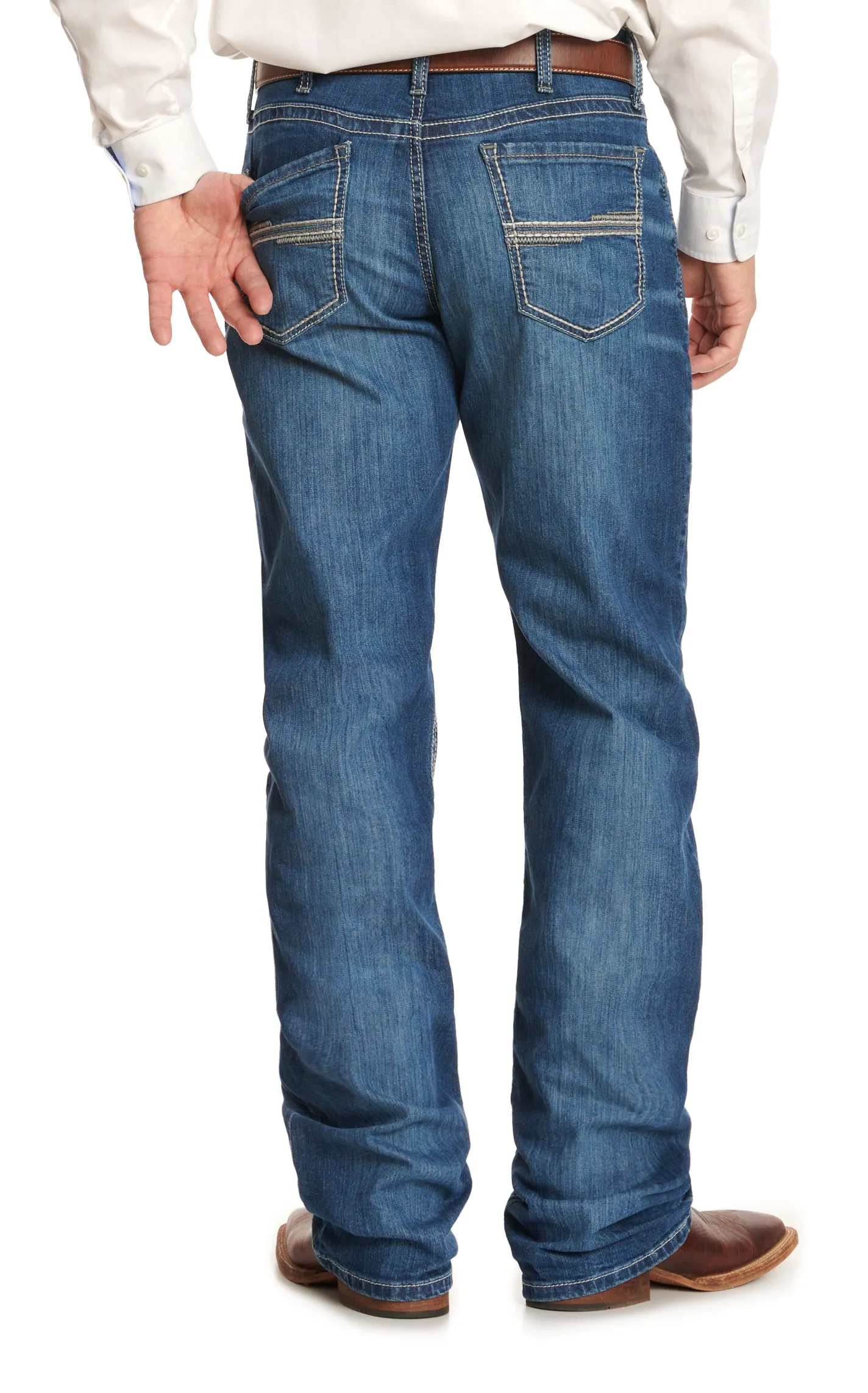 Cinch Men's White Label Medium Wash Mid-Rise Relaxed Straight Leg Stretch Jeans