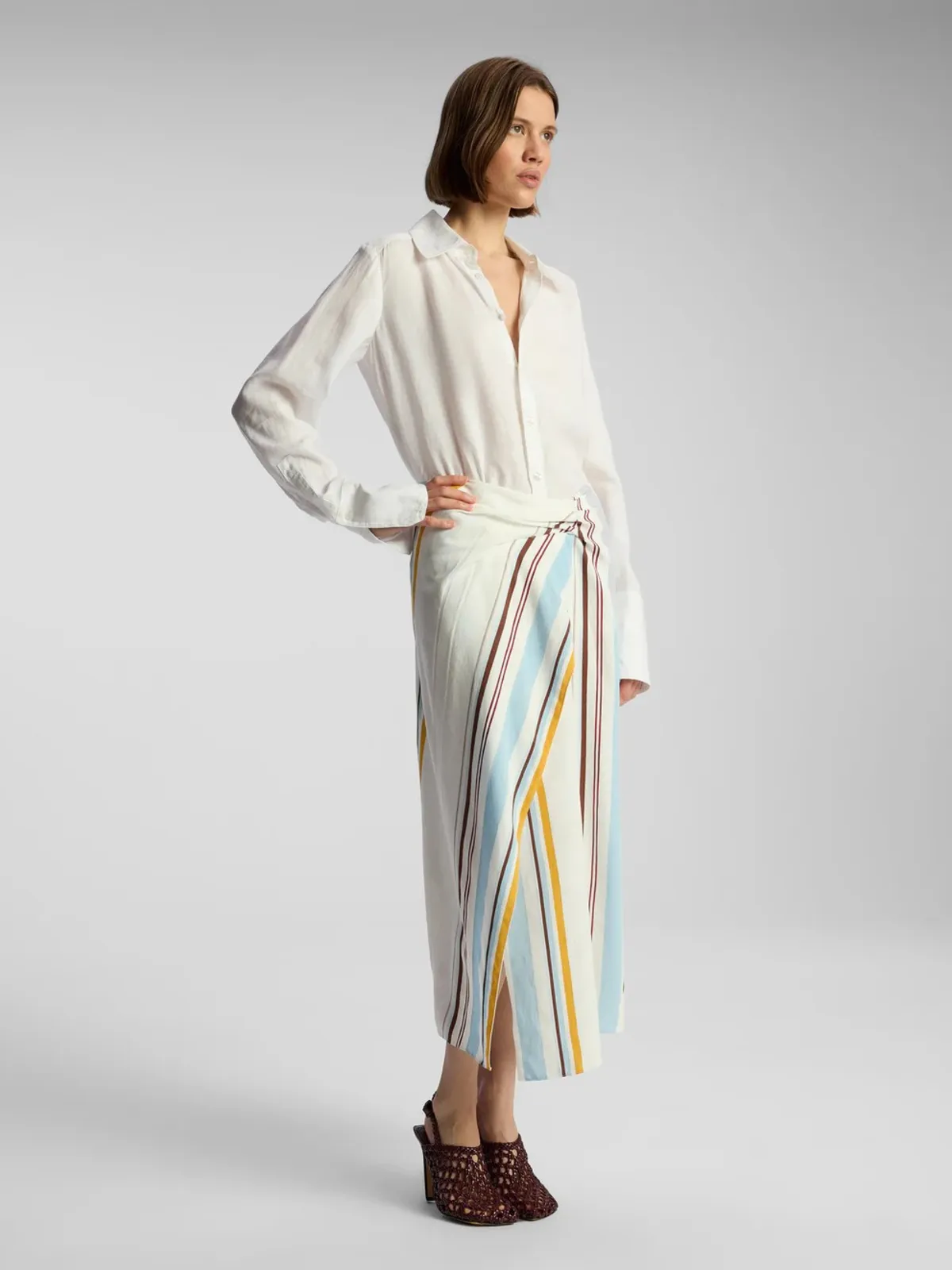 Clara Skirt - White Stripe