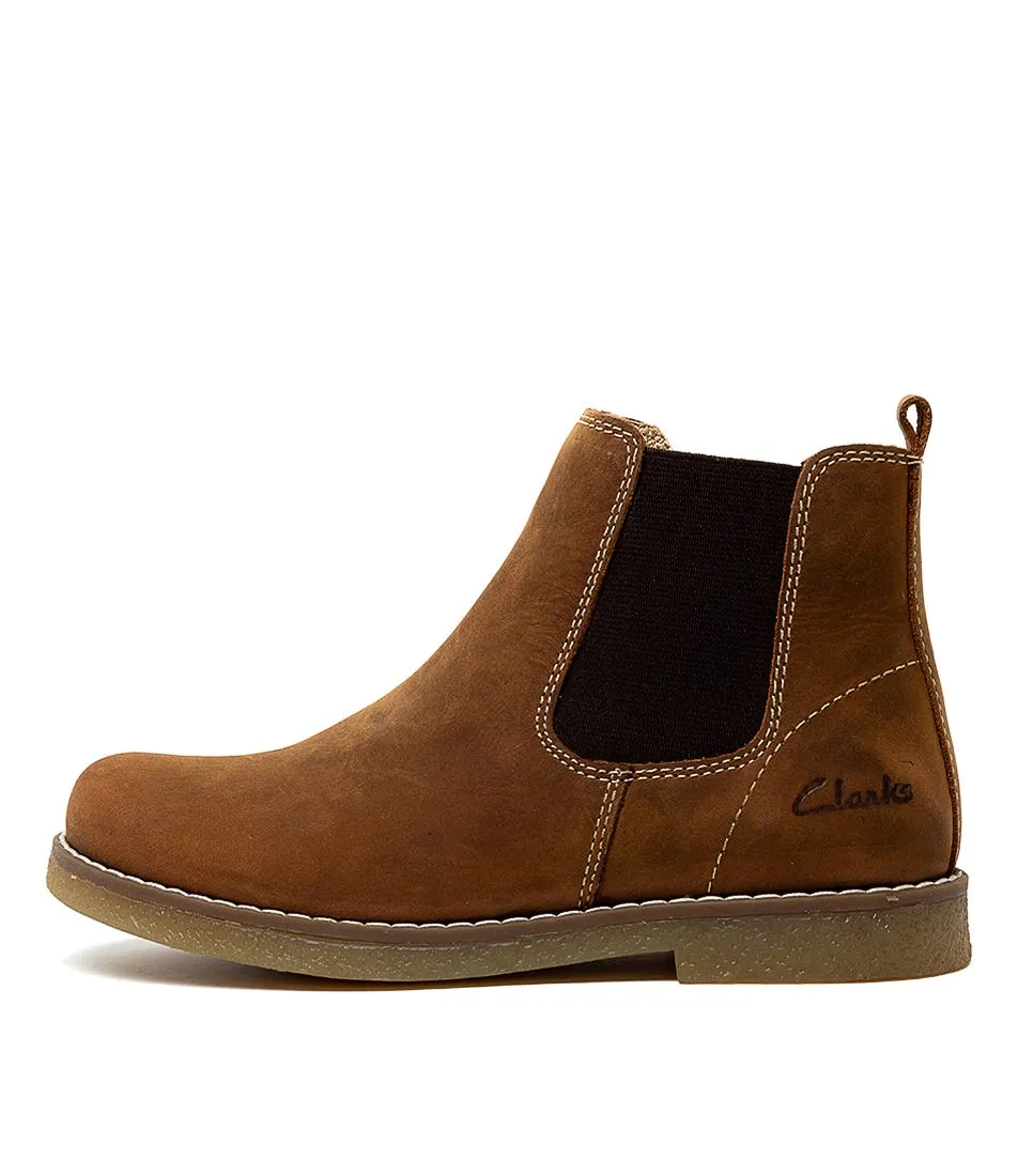 CLARKS Chelsea Jnr Tan Leather