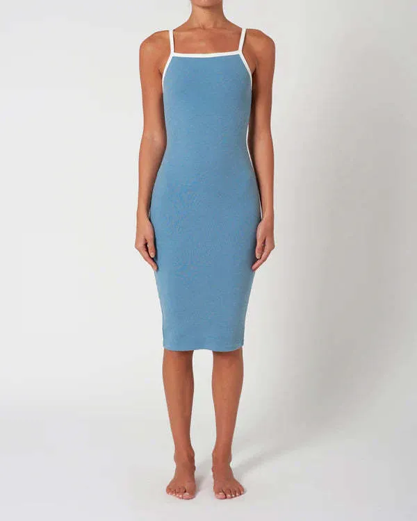 Contrast Tank Dress - Dusk Blue