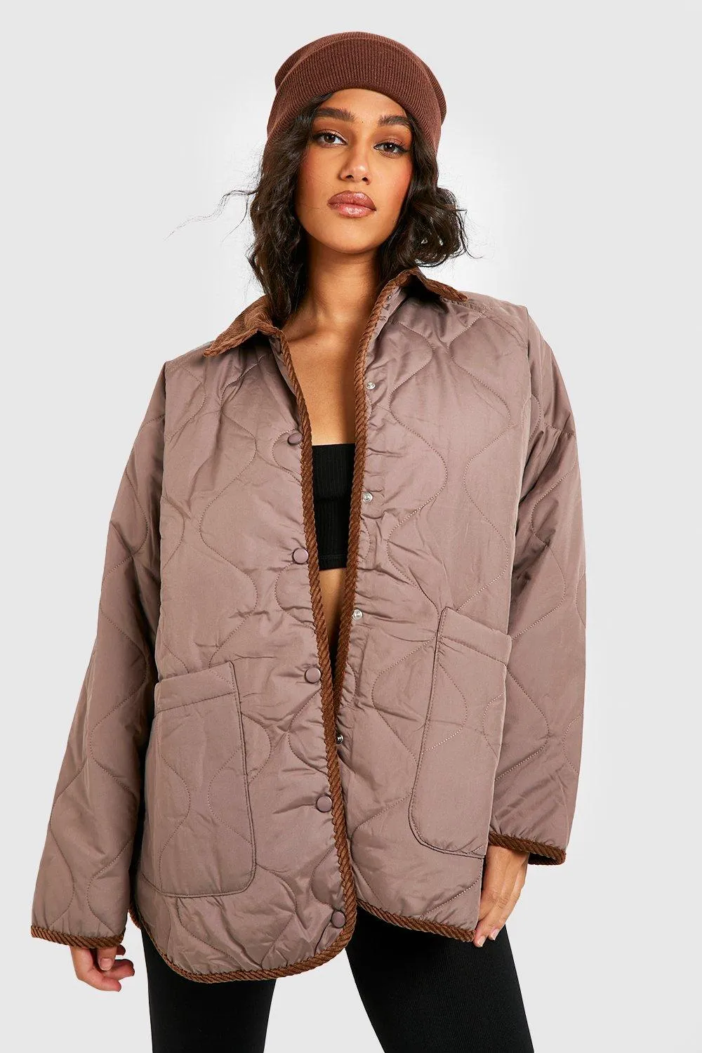 Cord Trim Quilted Jacket