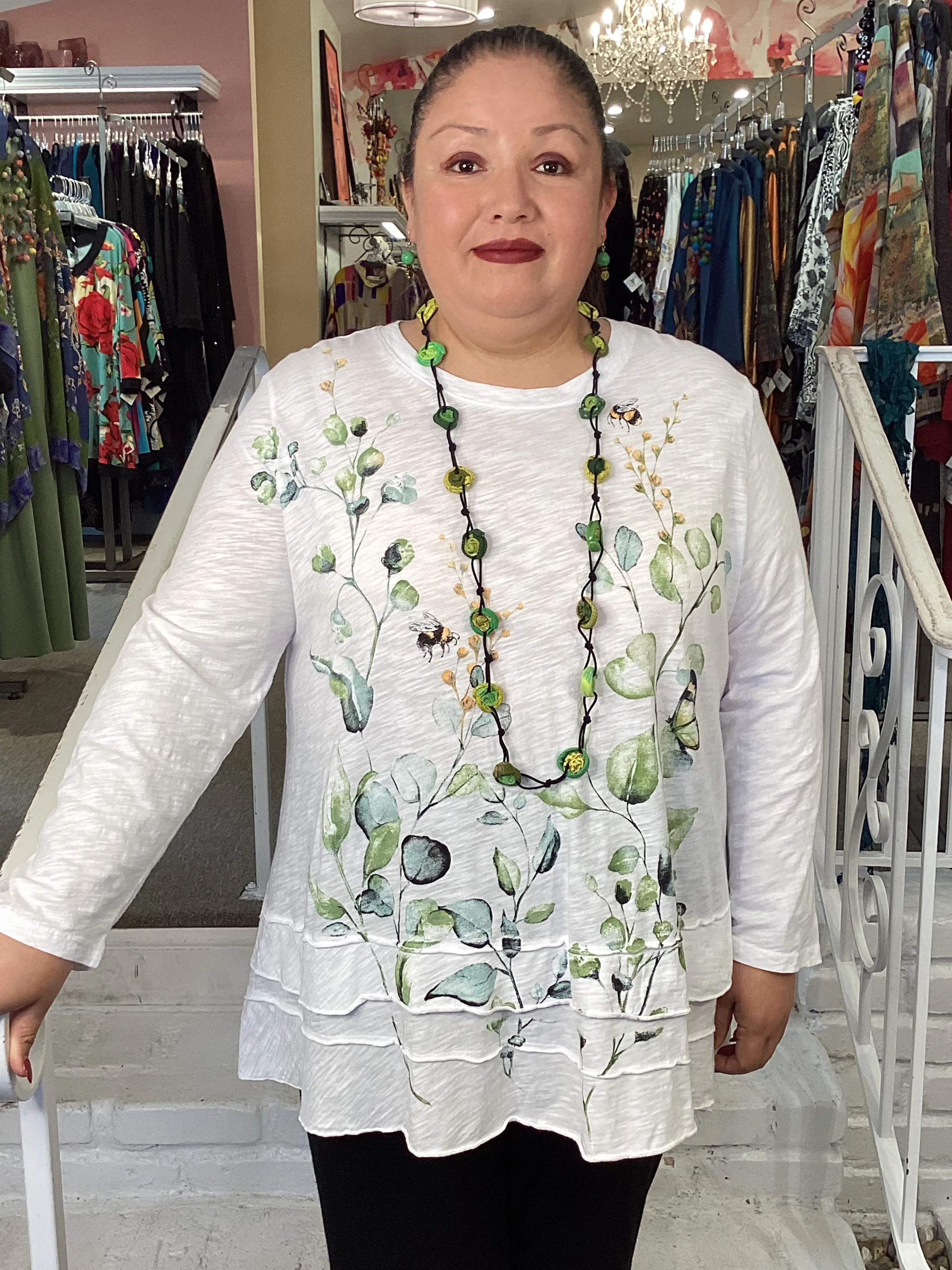 COTTON LAYERED TUNIC - KELLEY