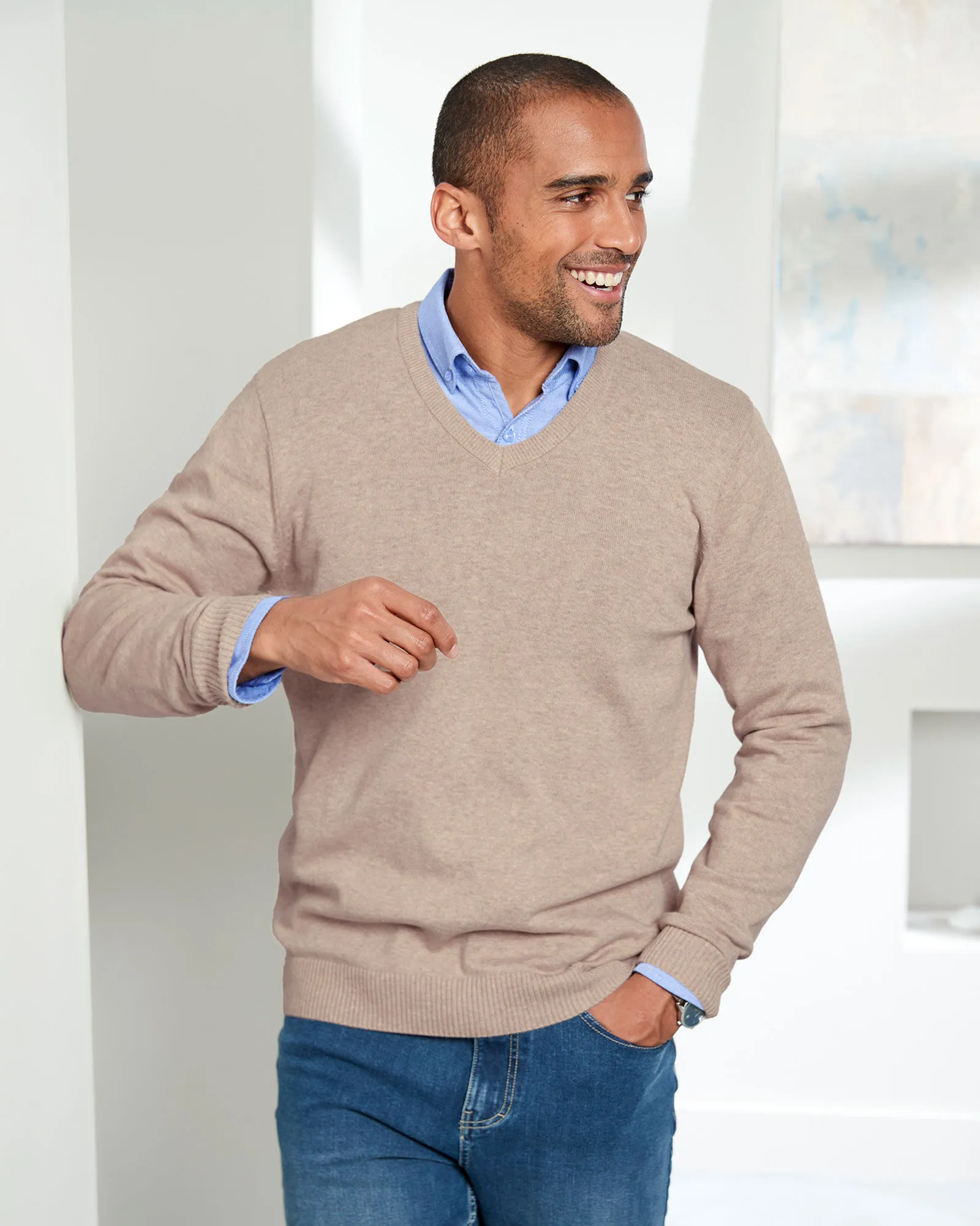 Cotton V-Neck Jumper
