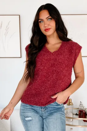 Cozy Embrace Sweater Vest (Burgundy)