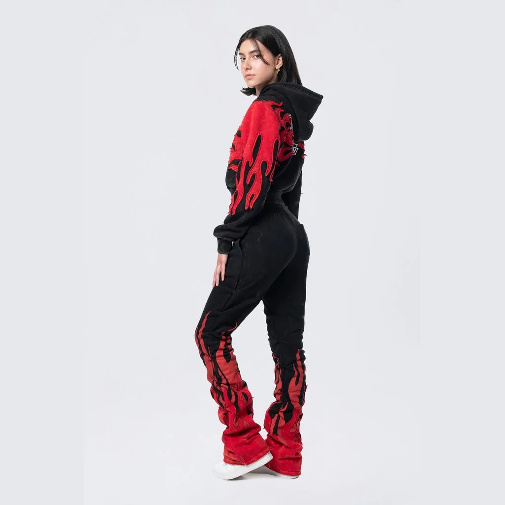 Cropped Racing Hoodie - Black
