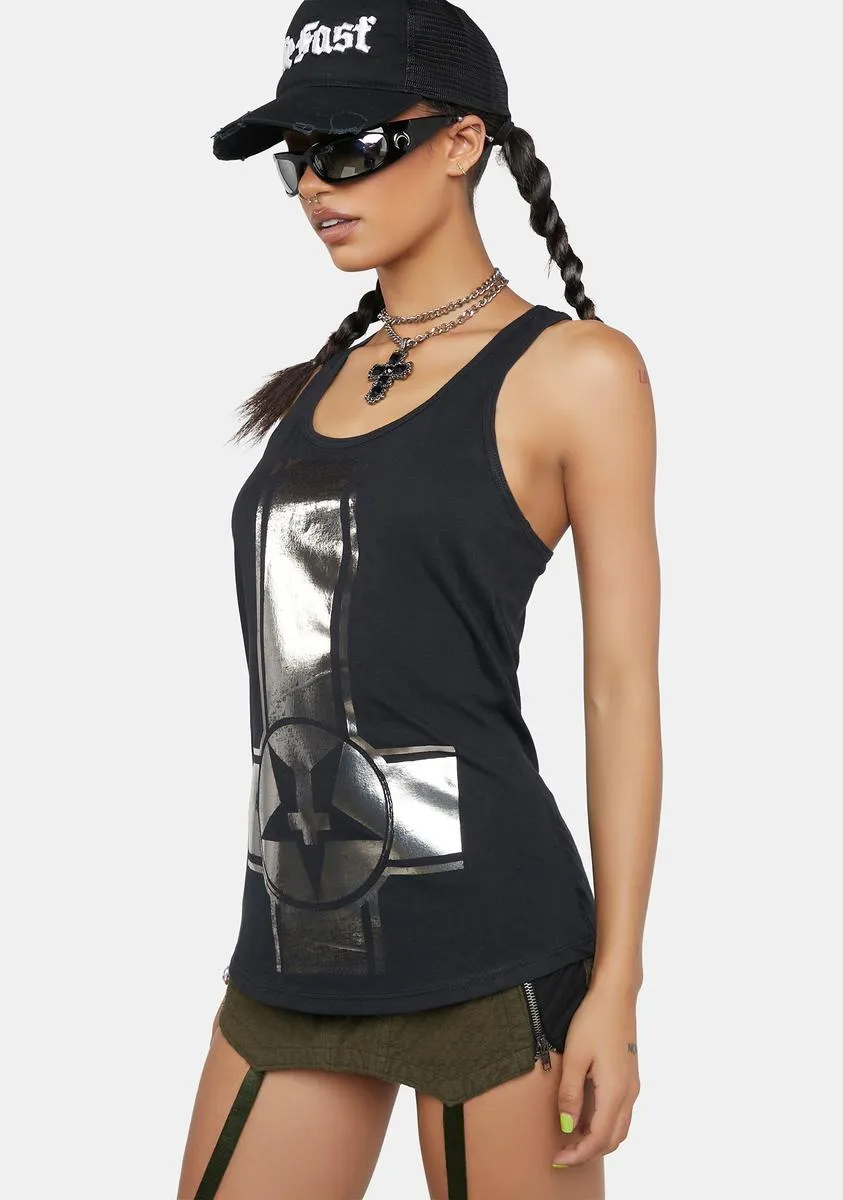 Cross Foil Tank Top-