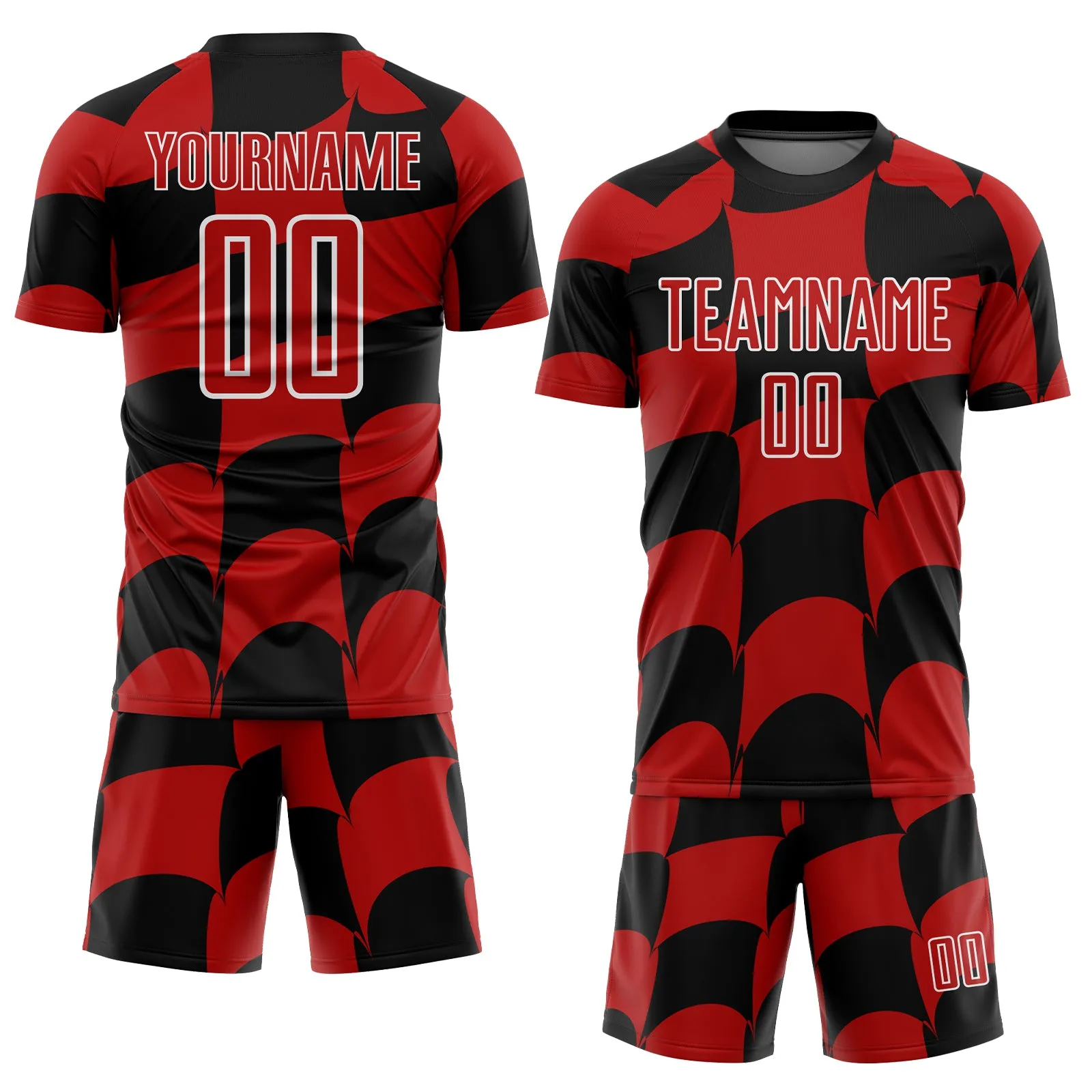 Custom Black Red-White Plaid Sublimation Soccer Uniform Jersey