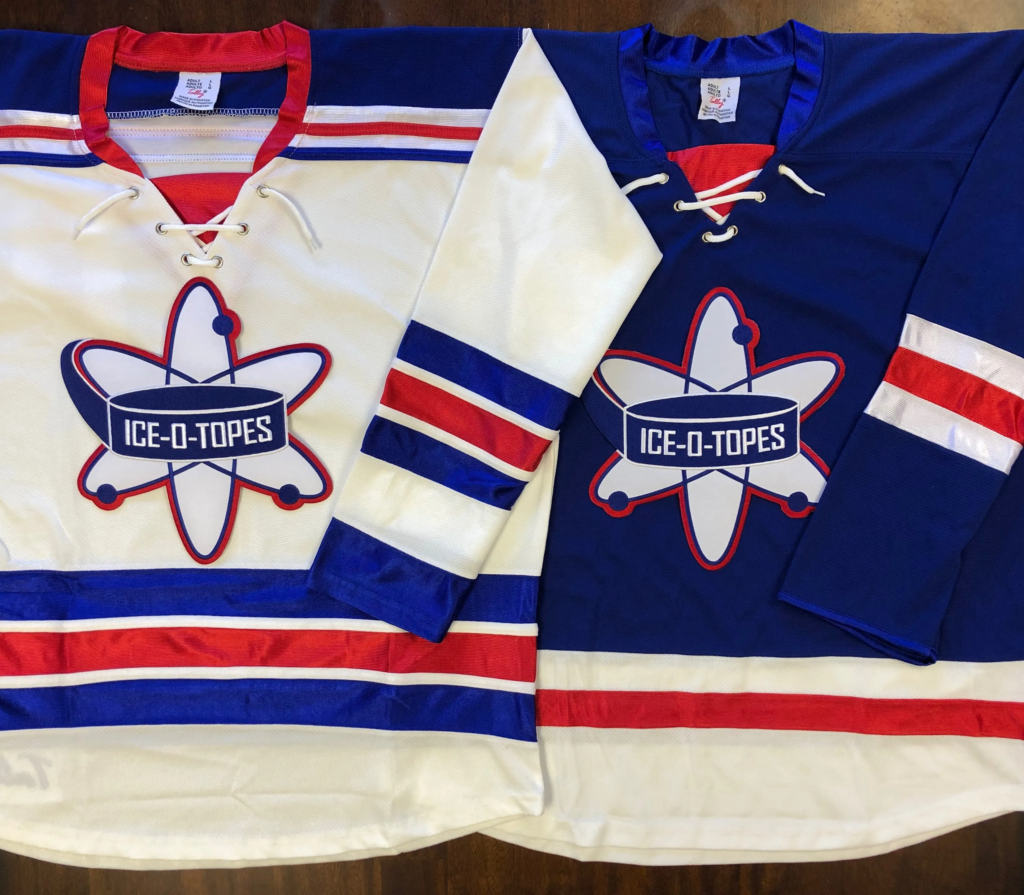 Custom Hockey Jerseys with the Ice-O-Topes Embroidered Twill Logo