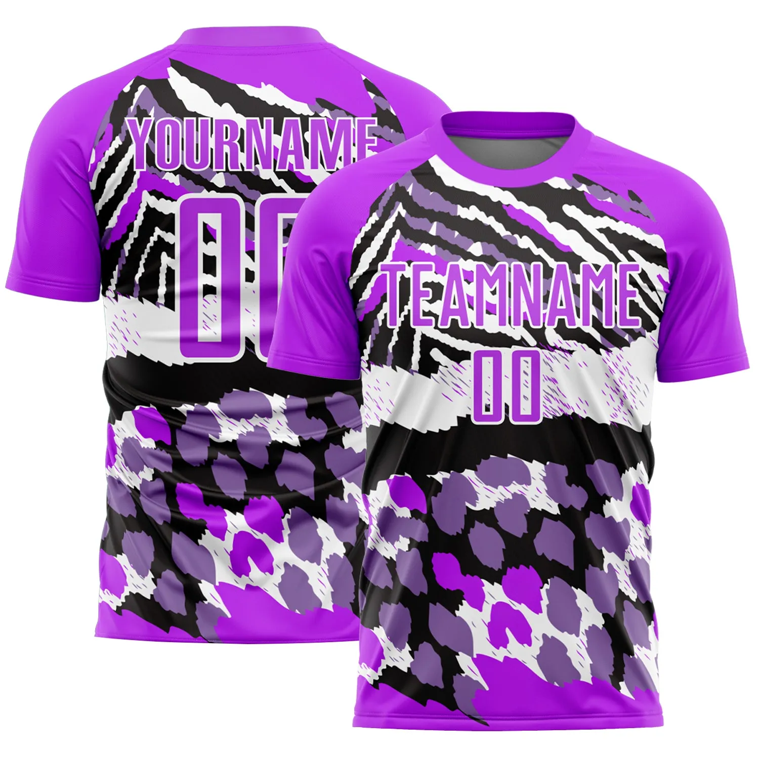 Custom Purple Black-White Animal Print Sublimation Soccer Uniform Jersey