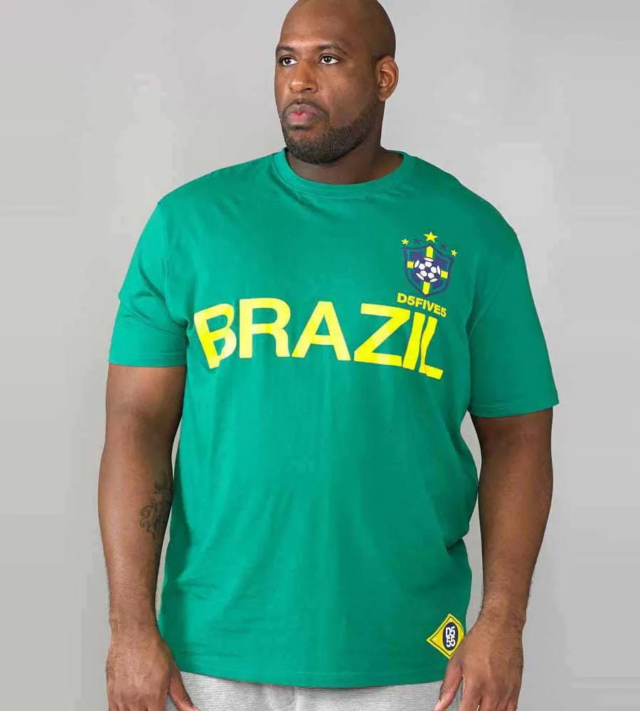 D555 Big Mens Green Brazil Football T-Shirt (RICARDO GREEN)