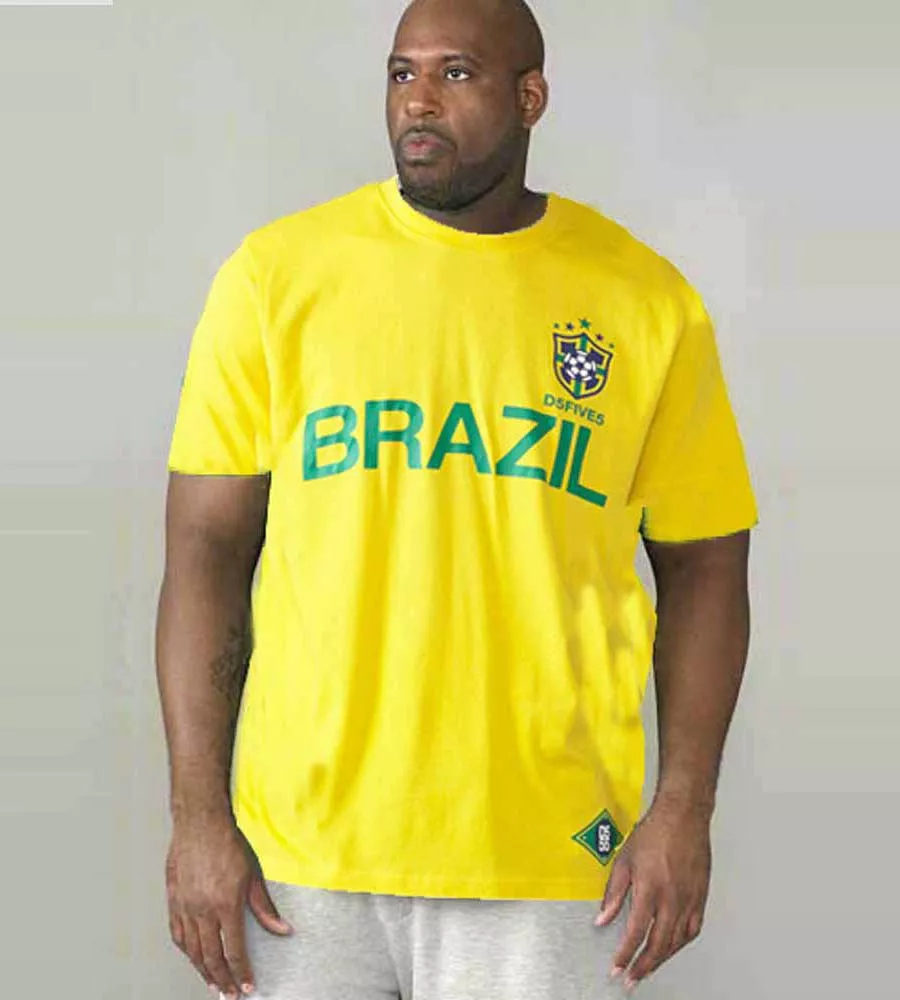 D555 Big Mens Yellow Brazil Football T-Shirt (RICARDO YELLOW)