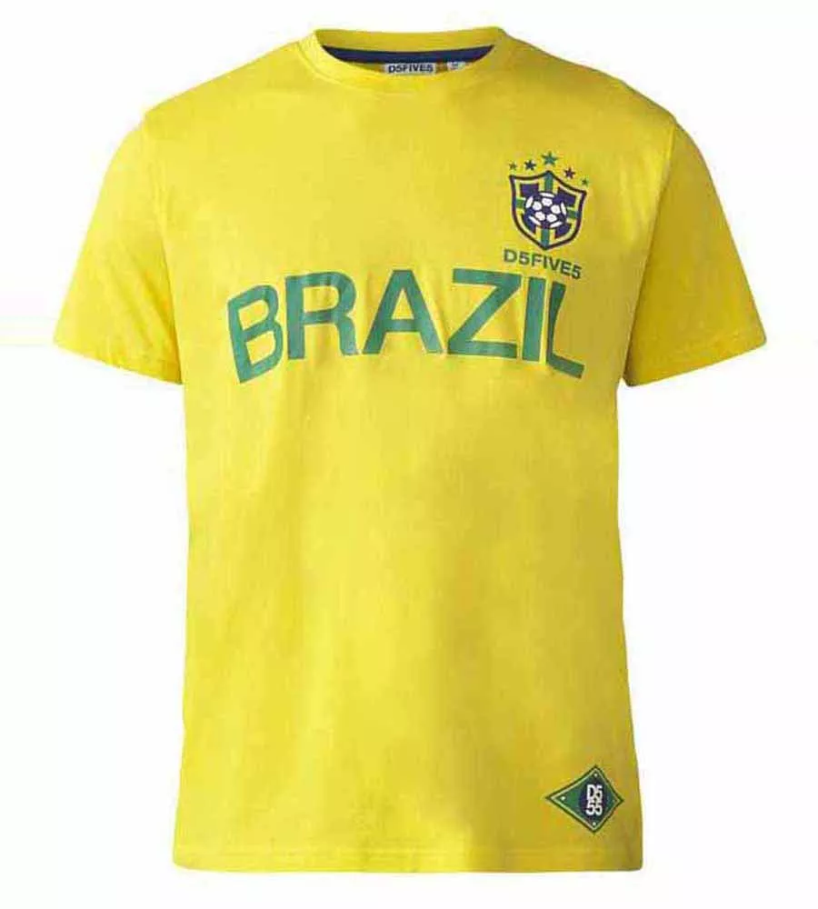 D555 Big Mens Yellow Brazil Football T-Shirt (RICARDO YELLOW)