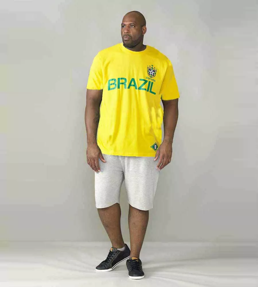 D555 Big Mens Yellow Brazil Football T-Shirt (RICARDO YELLOW)