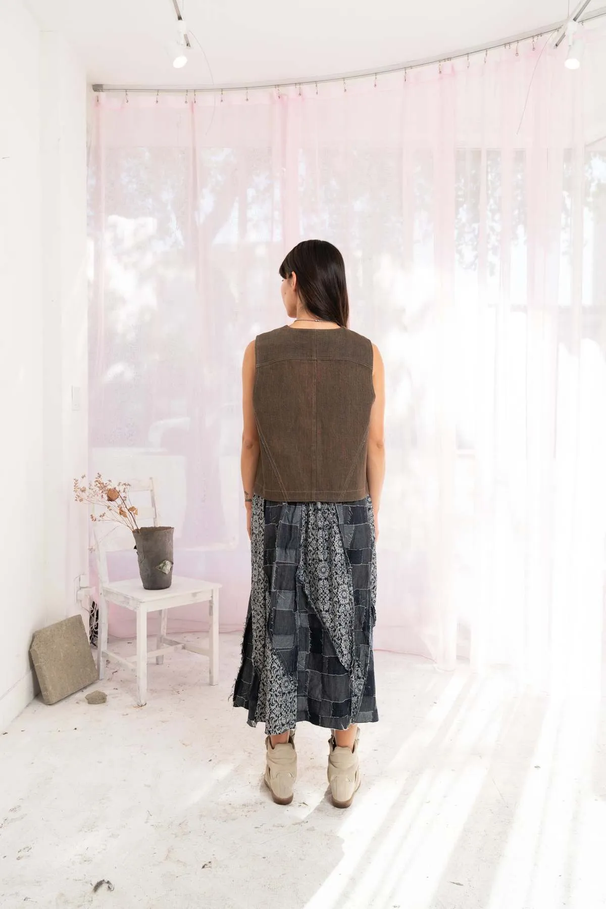 Denim Patchwork Skirt