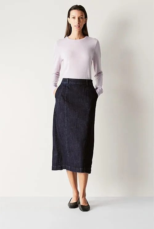 Denim Pintuck Skirt