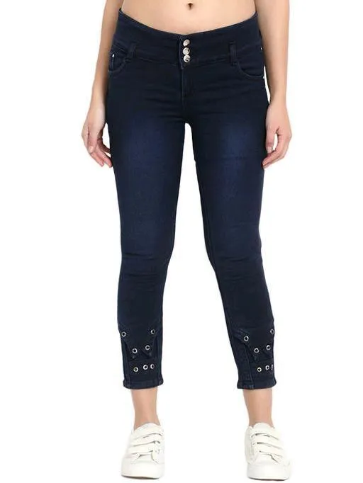 Designer Mart Women's Skinny Fit Navy Blue Jeans