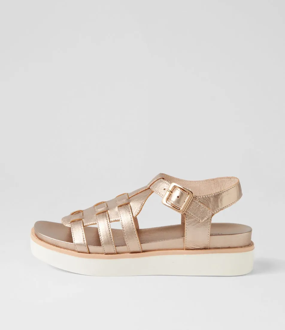 DIANA FERRARI Bindy Champagne White Leather Sandals