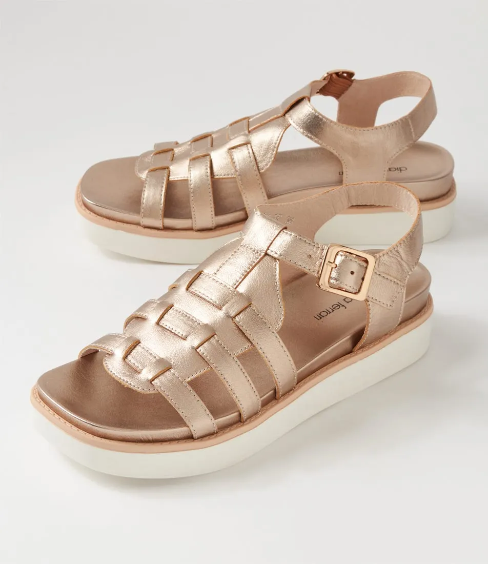 DIANA FERRARI Bindy Champagne White Leather Sandals