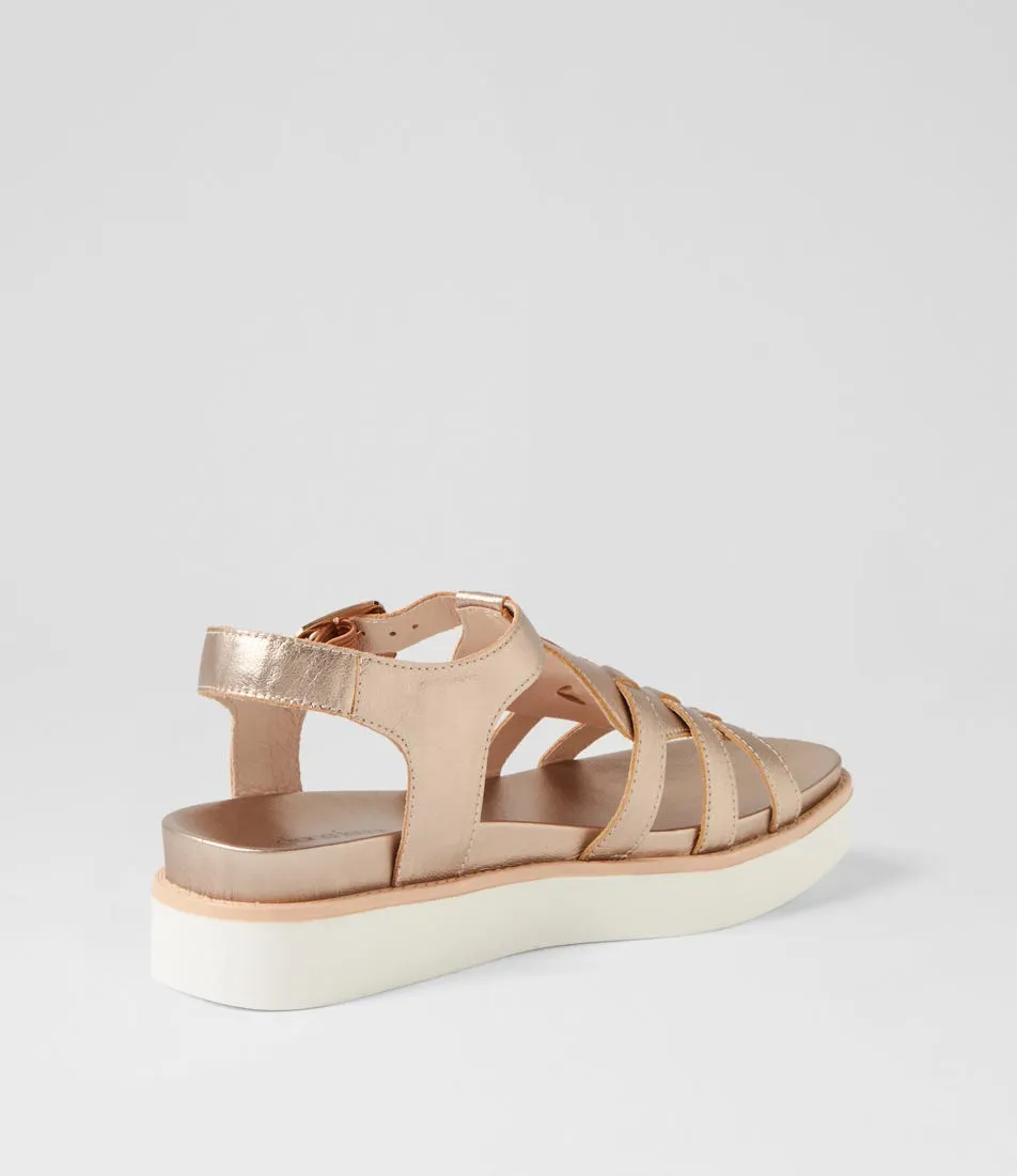 DIANA FERRARI Bindy Champagne White Leather Sandals