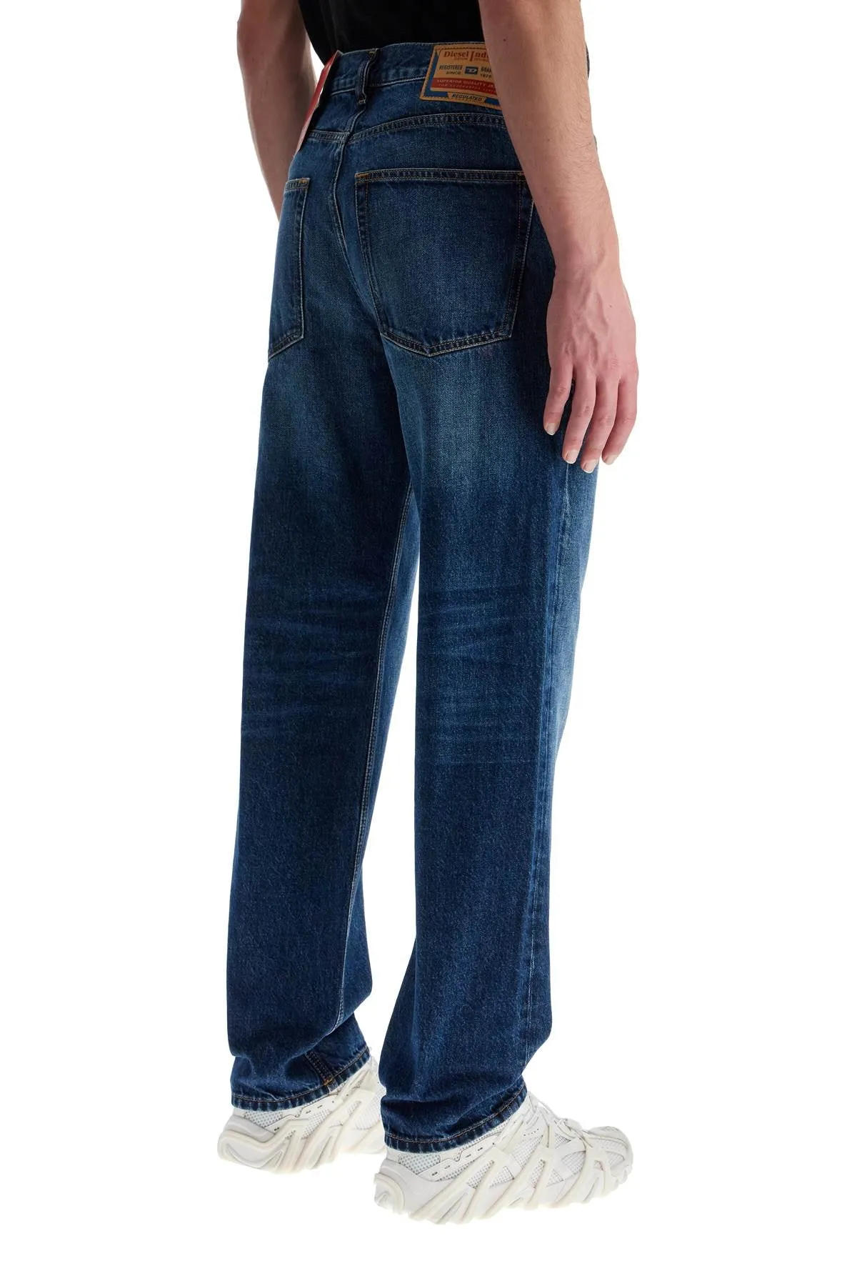 Diesel Blue Denim Straight Leg Cotton Jeans With Contrast Stitching