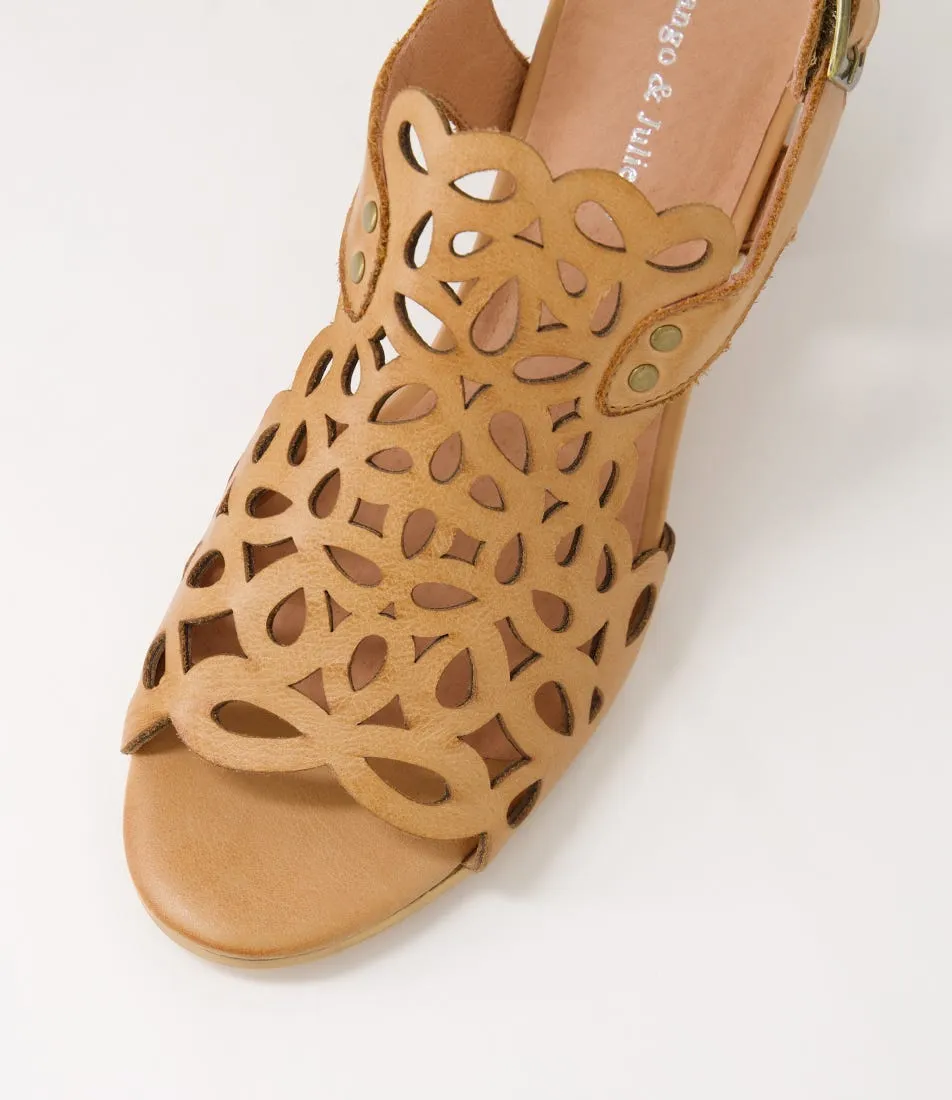 DJANGO & JULIETTE Britae Dark Tan Leather Sandals