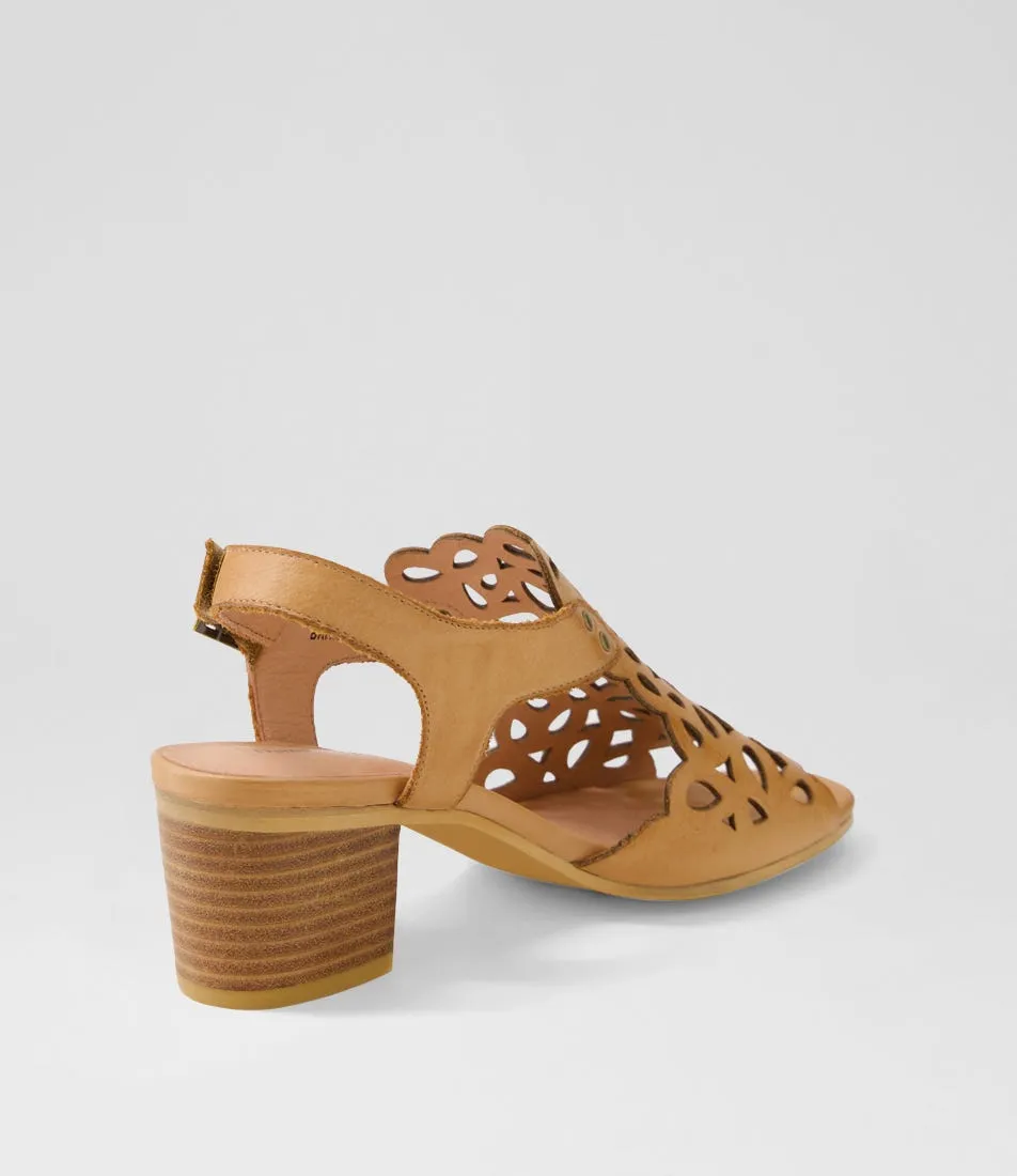 DJANGO & JULIETTE Britae Dark Tan Leather Sandals